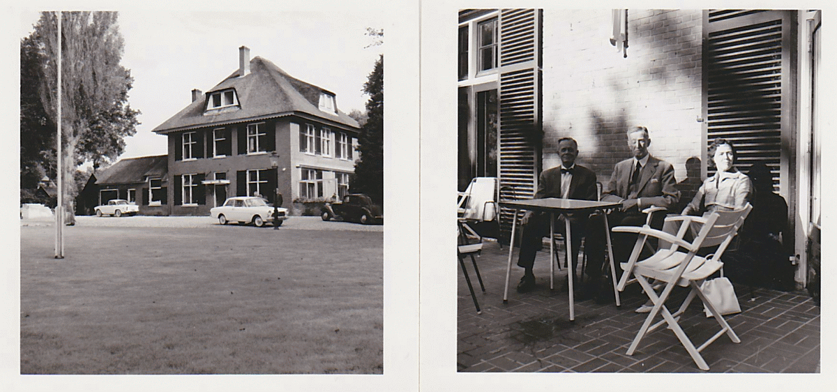 Foto Adrien Henri MG (1873-1965) met Jan Albert MG (1904-1994) en Marie Louise Richel (1912-1997)
